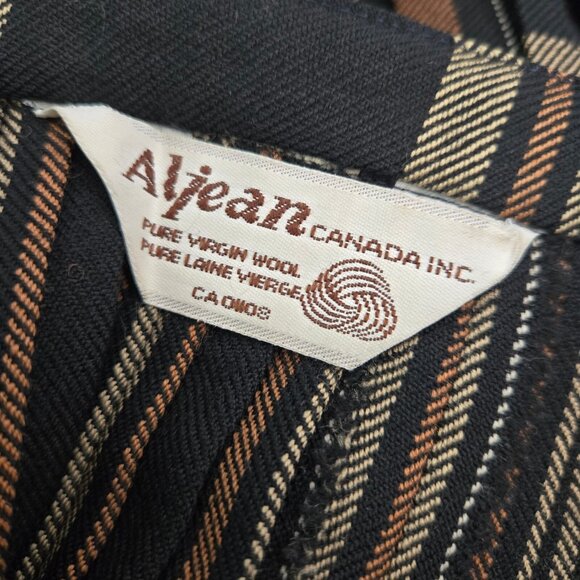 Vintage 70s Wool Pleated Plaid Skirt Size S Brown Black Kilt Midi Length - Picture 8 of 8